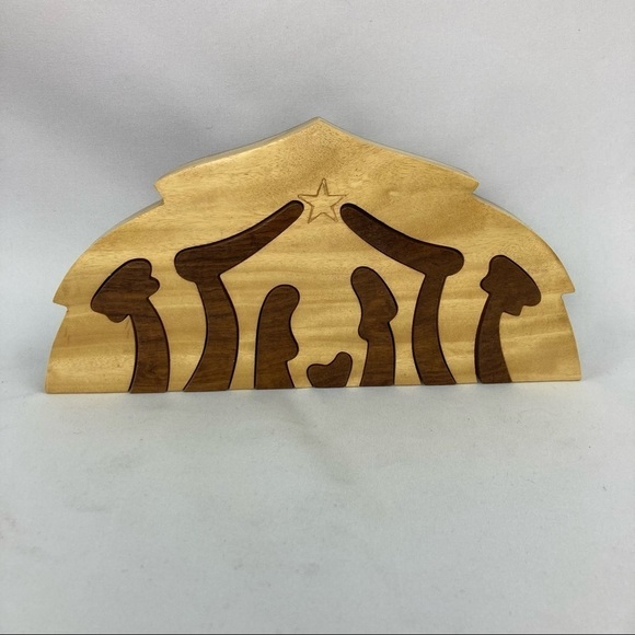 Wooden nativity puzzle decor handmade wood carving - Picture 2 of 8